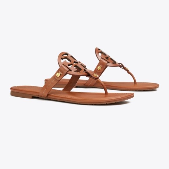 NEW Tory Burch Miller Brown Leather Sandals Vintage Vachetta Womens Size 7.5M - Picture 2 of 6